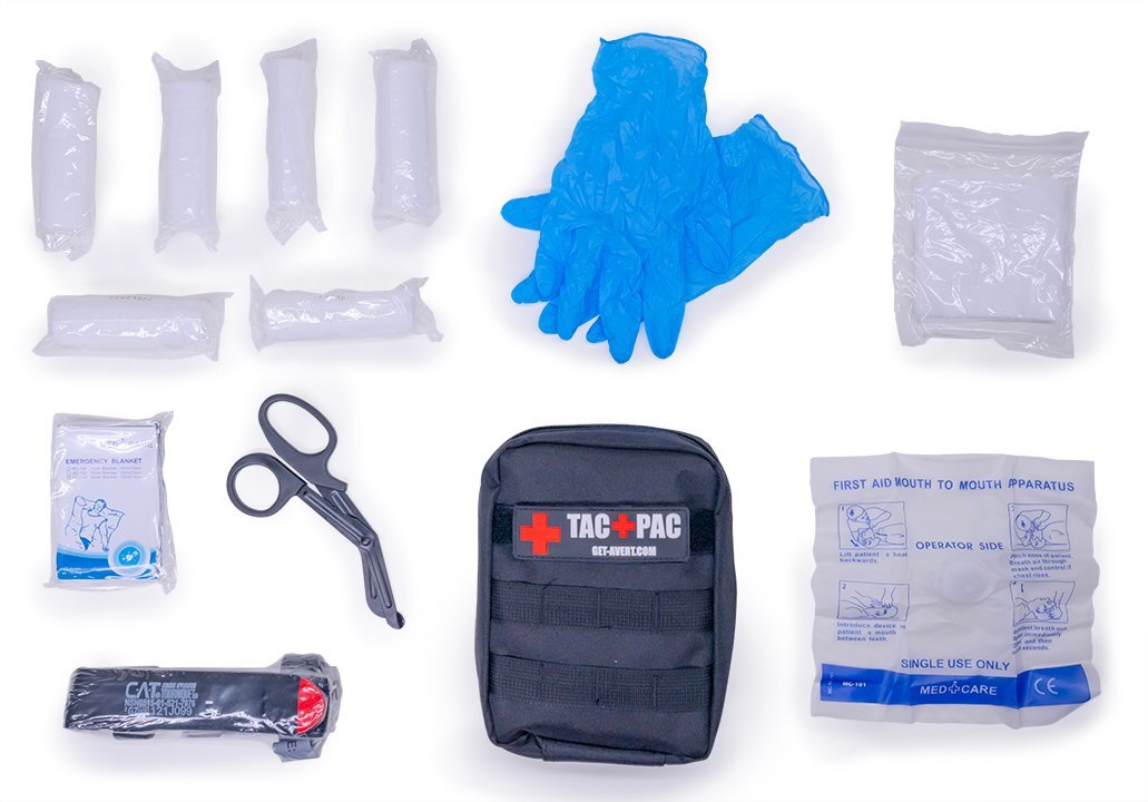 HSI TAC+PAC bleeding-control kit with its included supplies displayed